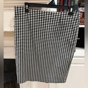 Gingham Pencil Skirt Size 12 Black White Check Office Preppy Chic French Girl